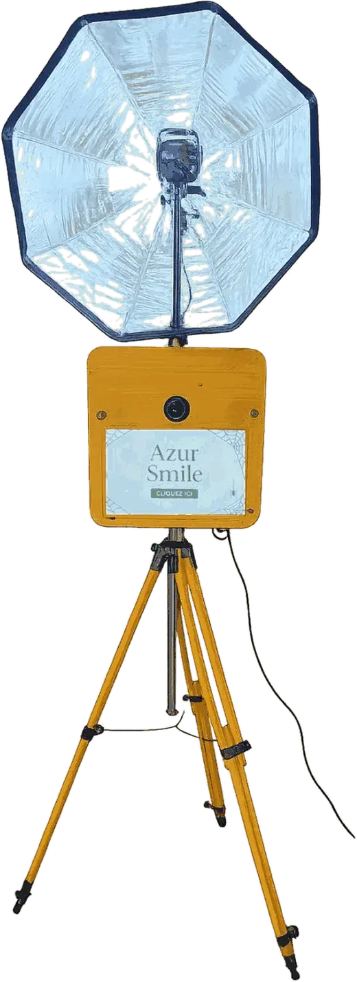 Borne photo Azur Smile sur trepied avec softbox